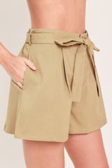 BEIGE MORNING FLUTTER WOVEN SHORTS