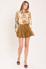 AMBER ARABESQUE AURA FAUX SUEDE SHORTS - Flying Tomato - Flyclothing LLC
