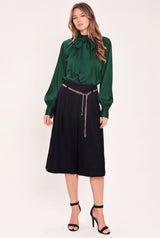NIGHT OUT CHAIN BELTED CULOTTE PANTS