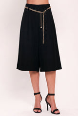 NIGHT OUT CHAIN BELTED CULOTTE PANTS