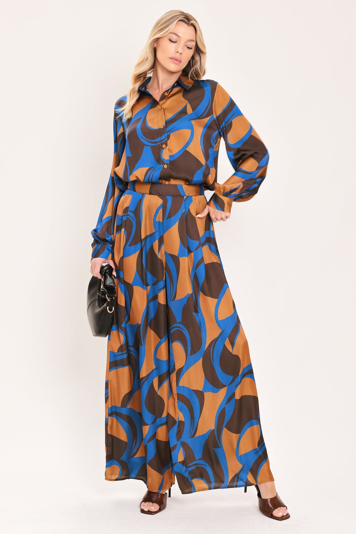 SIENNA WAVE STATEMENT WOVEN WIDE LEG PANTS - Flying Tomato - Flyclothing LLC