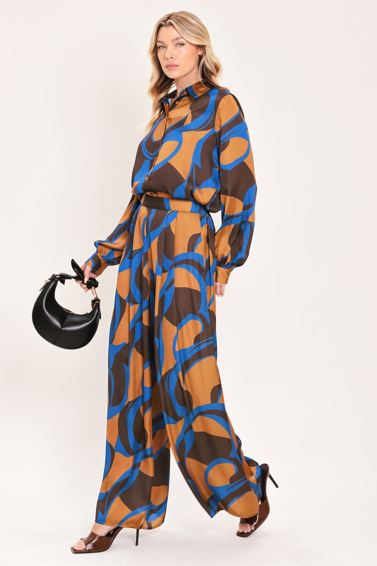SIENNA WAVE STATEMENT WOVEN WIDE LEG PANTS - Flying Tomato - Flyclothing LLC