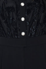 AFTER DARK BLACK BURNOUT VELVET WIDE-LEG JUMPSUIT