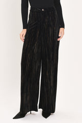 VELVET CURRENT BLACK TEXTURED WIDE-LEG PANTS - Flying Tomato - Flyclothing LLC
