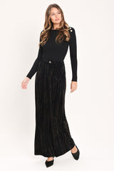 VELVET CURRENT BLACK TEXTURED WIDE-LEG PANTS - Flying Tomato - Flyclothing LLC