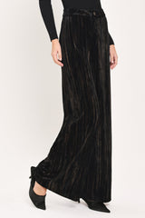 VELVET CURRENT BLACK TEXTURED WIDE-LEG PANTS - Flying Tomato - Flyclothing LLC