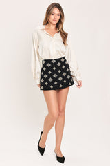 JEWELED NOIR BLACK EMBELLISHED SKORT - Flying Tomato - Flyclothing LLC