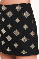 JEWELED NOIR BLACK EMBELLISHED SKORT - Flying Tomato - Flyclothing LLC