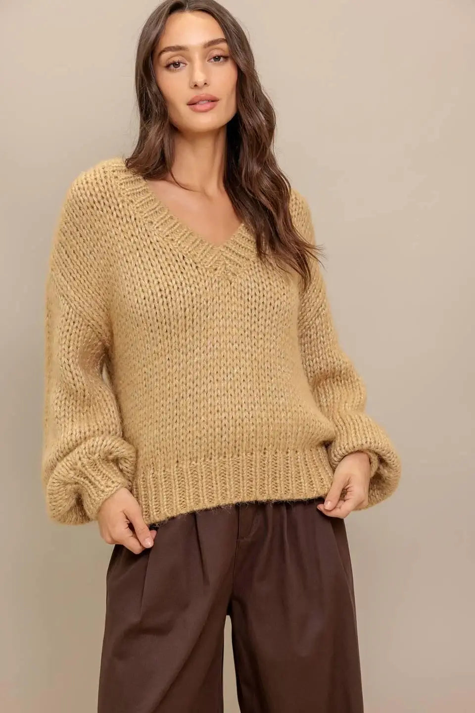 EARTHY TOUCH SWEATER KNIT TOP - Flying Tomato - Flyclothing LLC