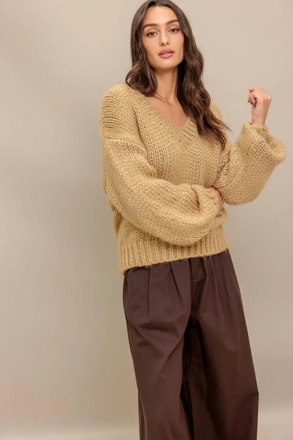 EARTHY TOUCH SWEATER KNIT TOP - Flying Tomato - Flyclothing LLC
