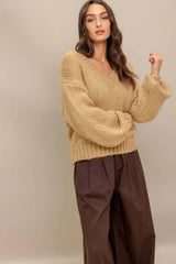 EARTHY TOUCH SWEATER KNIT TOP - Flying Tomato - Flyclothing LLC