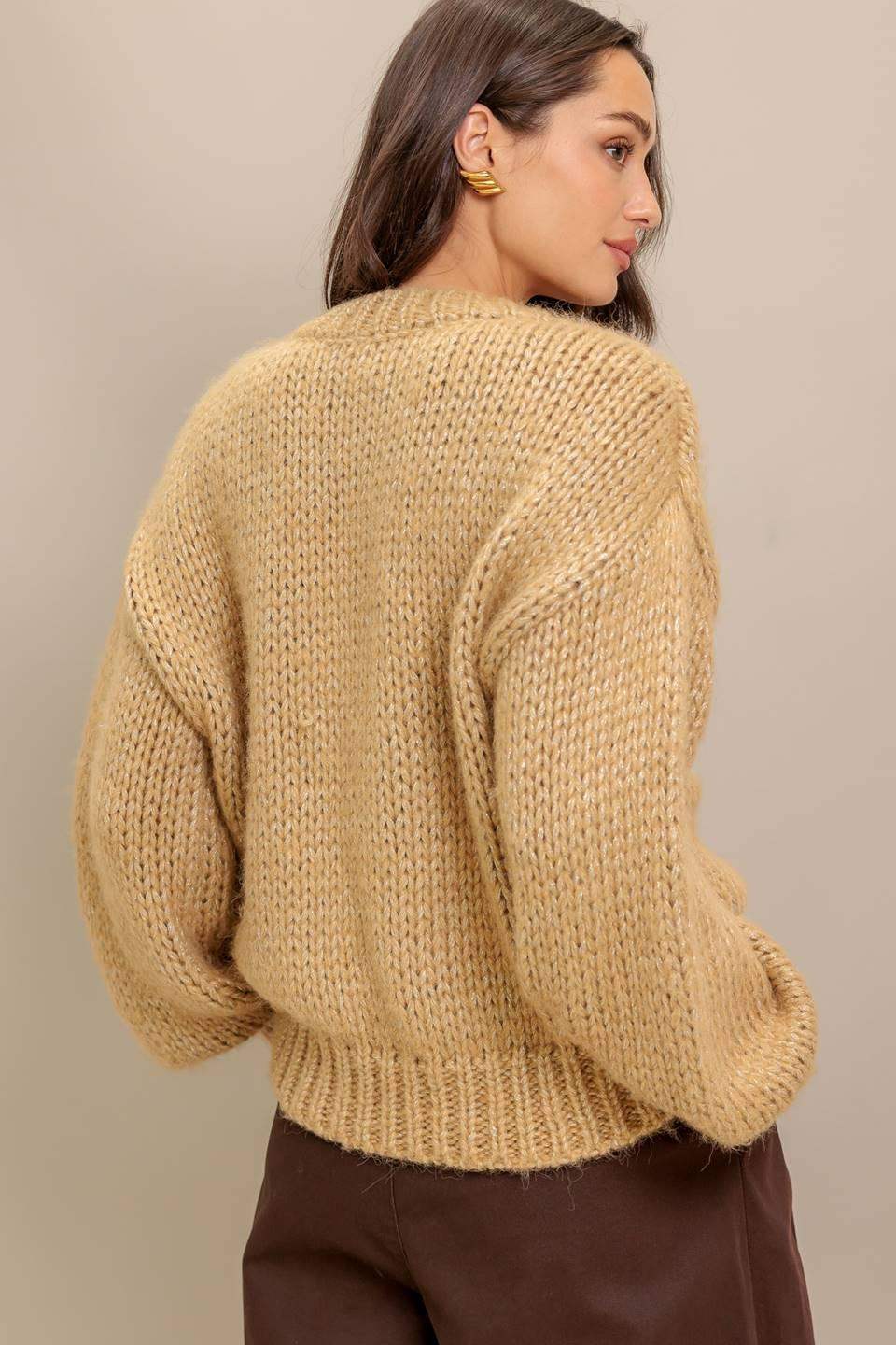 EARTHY TOUCH SWEATER KNIT TOP - Flying Tomato - Flyclothing LLC
