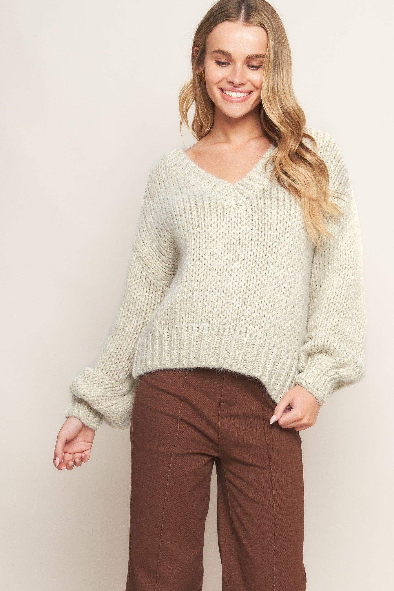 EARTHY TOUCH SWEATER KNIT TOP - Flying Tomato - Flyclothing LLC