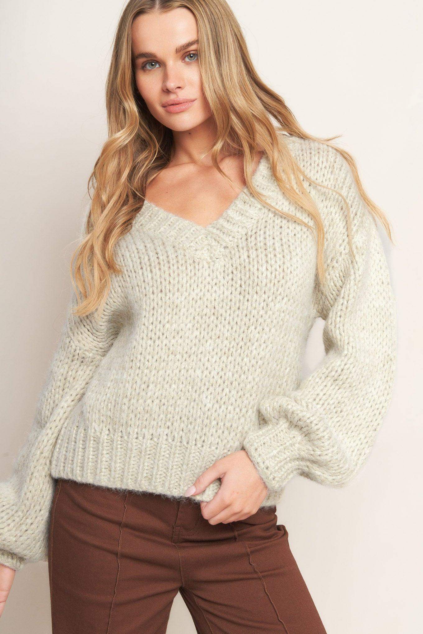EARTHY TOUCH SWEATER KNIT TOP - Flying Tomato - Flyclothing LLC