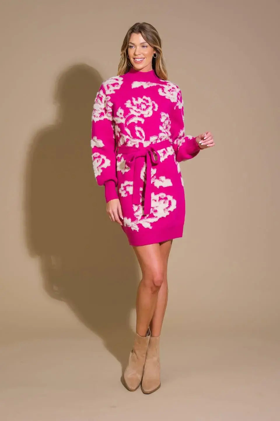 HEART ON DISPLAY SWEATER MINI DRESS - Flying Tomato - Flyclothing LLC