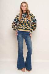 CHEER YOU ON JACQUARD SWEATER TOP - Flying Tomato - Flyclothing LLC