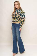 CHEER YOU ON JACQUARD SWEATER TOP - Flying Tomato - Flyclothing LLC