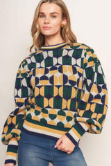 CHEER YOU ON JACQUARD SWEATER TOP - Flying Tomato - Flyclothing LLC