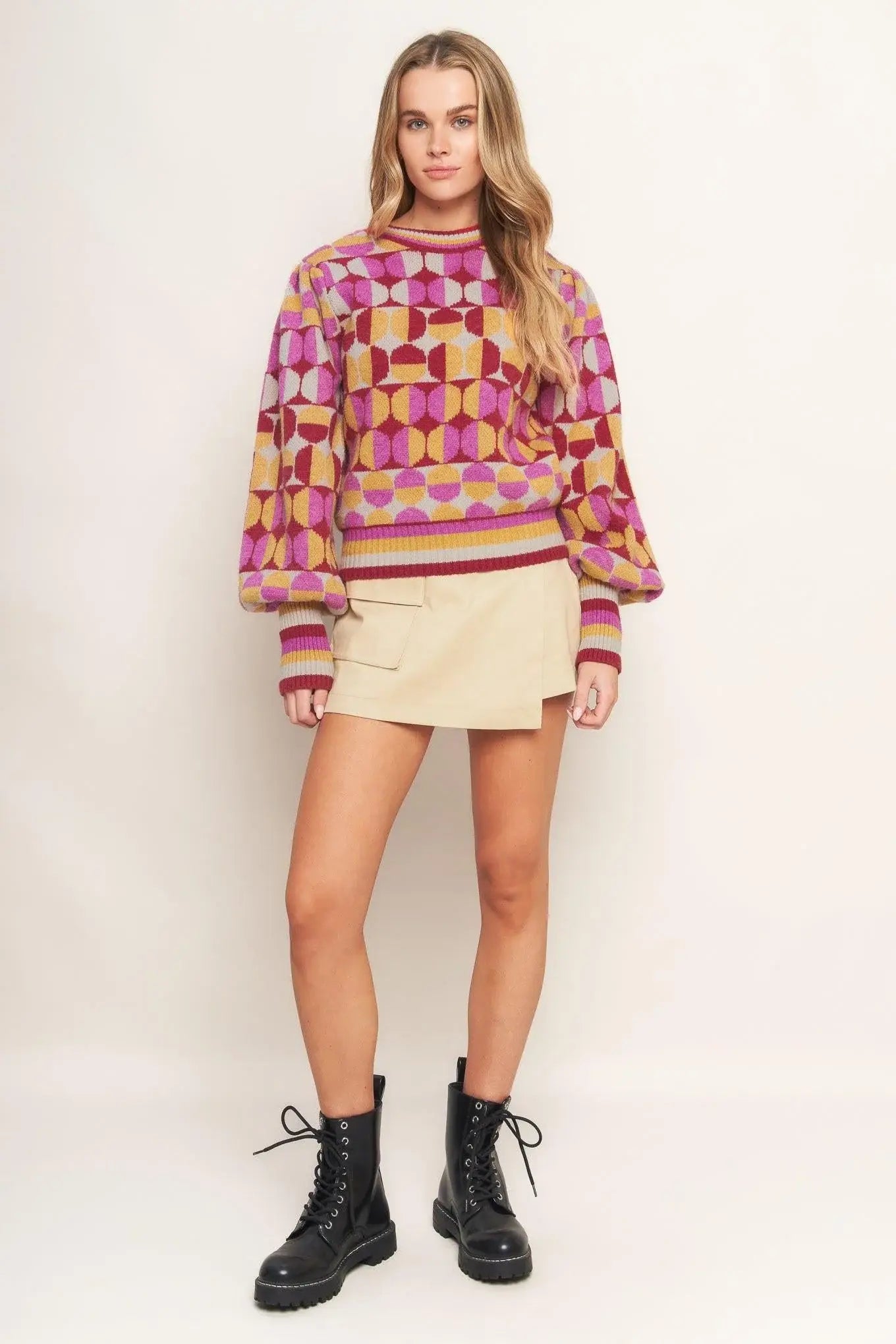 CHEER YOU ON JACQUARD SWEATER TOP - Flying Tomato - Flyclothing LLC
