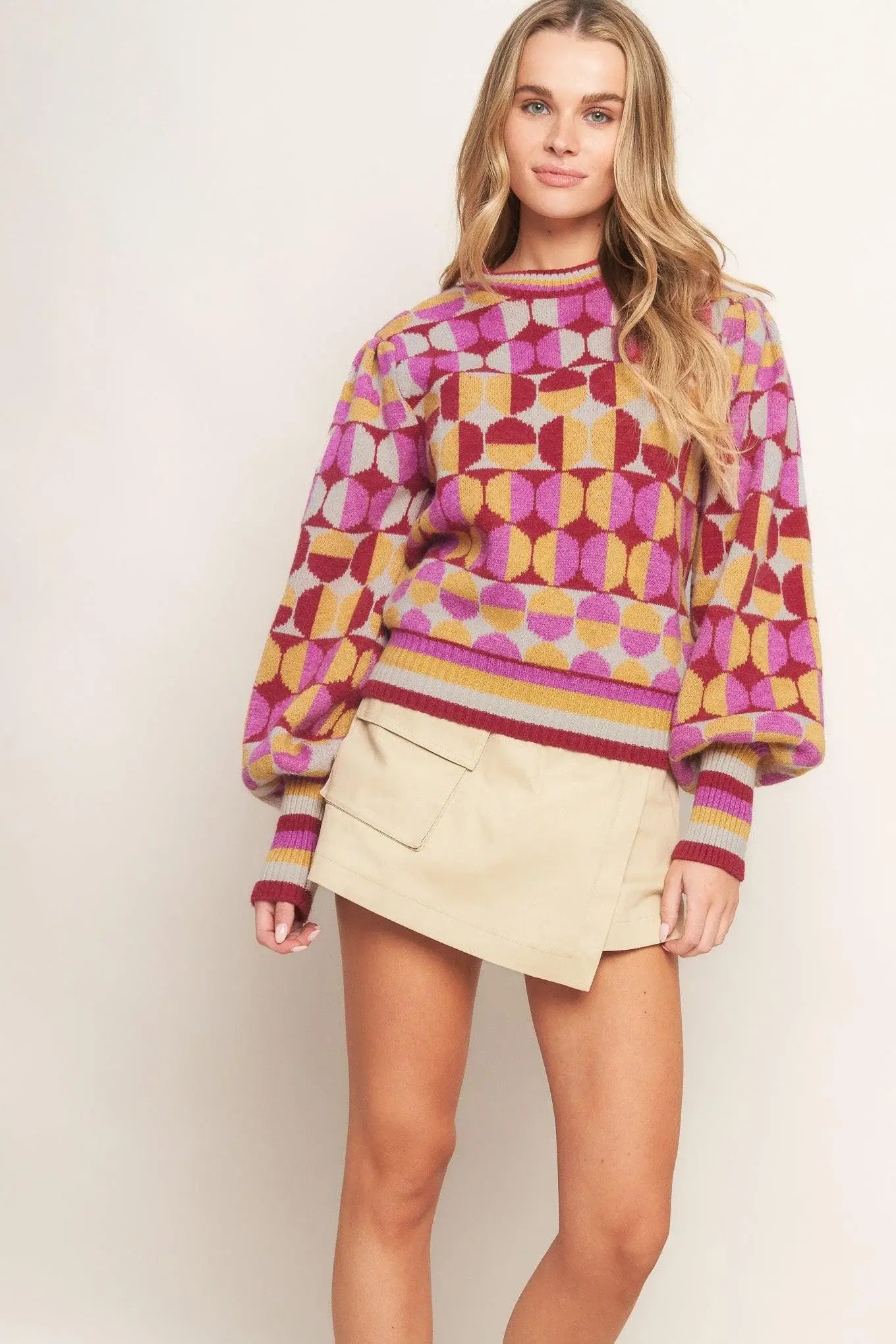 CHEER YOU ON JACQUARD SWEATER TOP - Flying Tomato - Flyclothing LLC