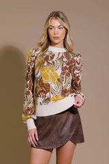 KEEPING TABS JACQUARD PULLOVER SWEATER TOP - Flying Tomato - Flyclothing LLC