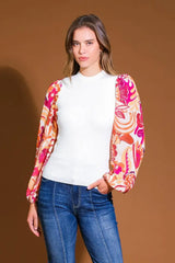 MAJESTIC FLOW SWEATER WOVEN TOP - Flying Tomato - Flyclothing LLC