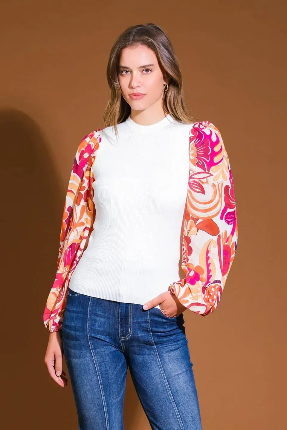 MAJESTIC FLOW SWEATER WOVEN TOP - Flying Tomato - Flyclothing LLC