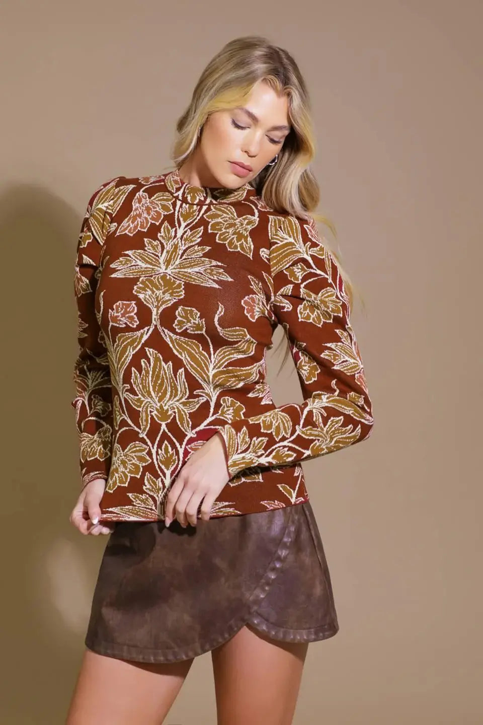WARM AFTERNOONS JACQUARD SWEATER TOP - Flying Tomato - Flyclothing LLC
