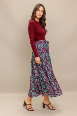 SANGRIA BLOOM WOVEN MIDI DRESS - Flying Tomato - Flyclothing LLC