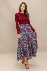 SANGRIA BLOOM WOVEN MIDI DRESS - Flying Tomato - Flyclothing LLC