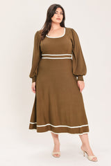 CEDAR LINE ELEGANCE SWEATER MIDI DRESS - Flying Tomato - Flyclothing LLC