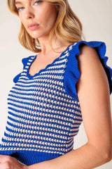 OUT WEST BLUE SWEATER KNIT TOP - Flying Tomato - Flyclothing LLC
