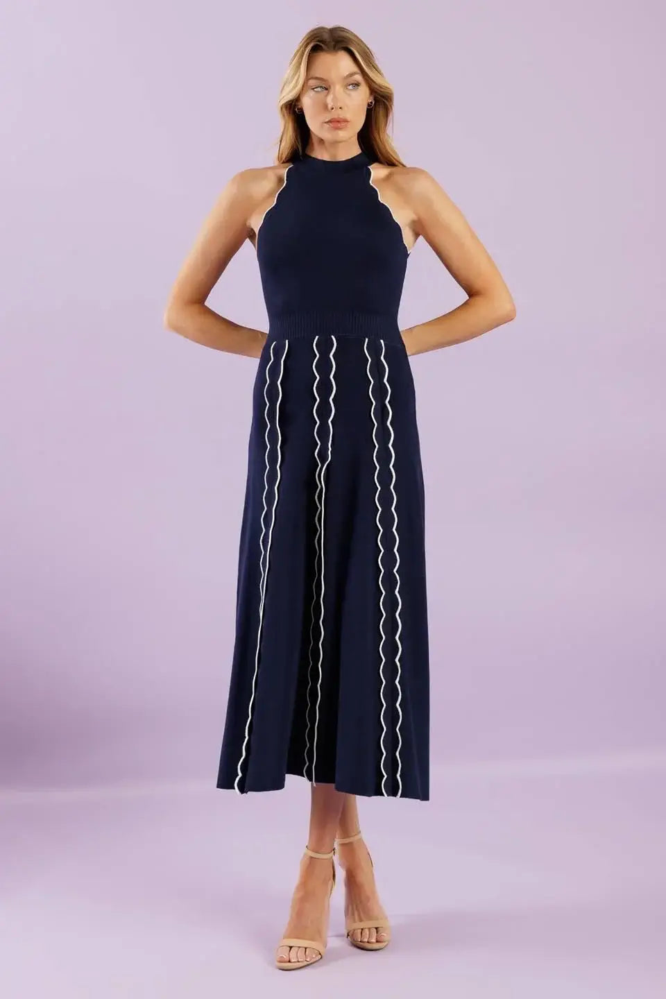 TIME FOR CHEER NAVY SWEATER MIDI DRESS - Flying Tomato - Flyclothing LLC