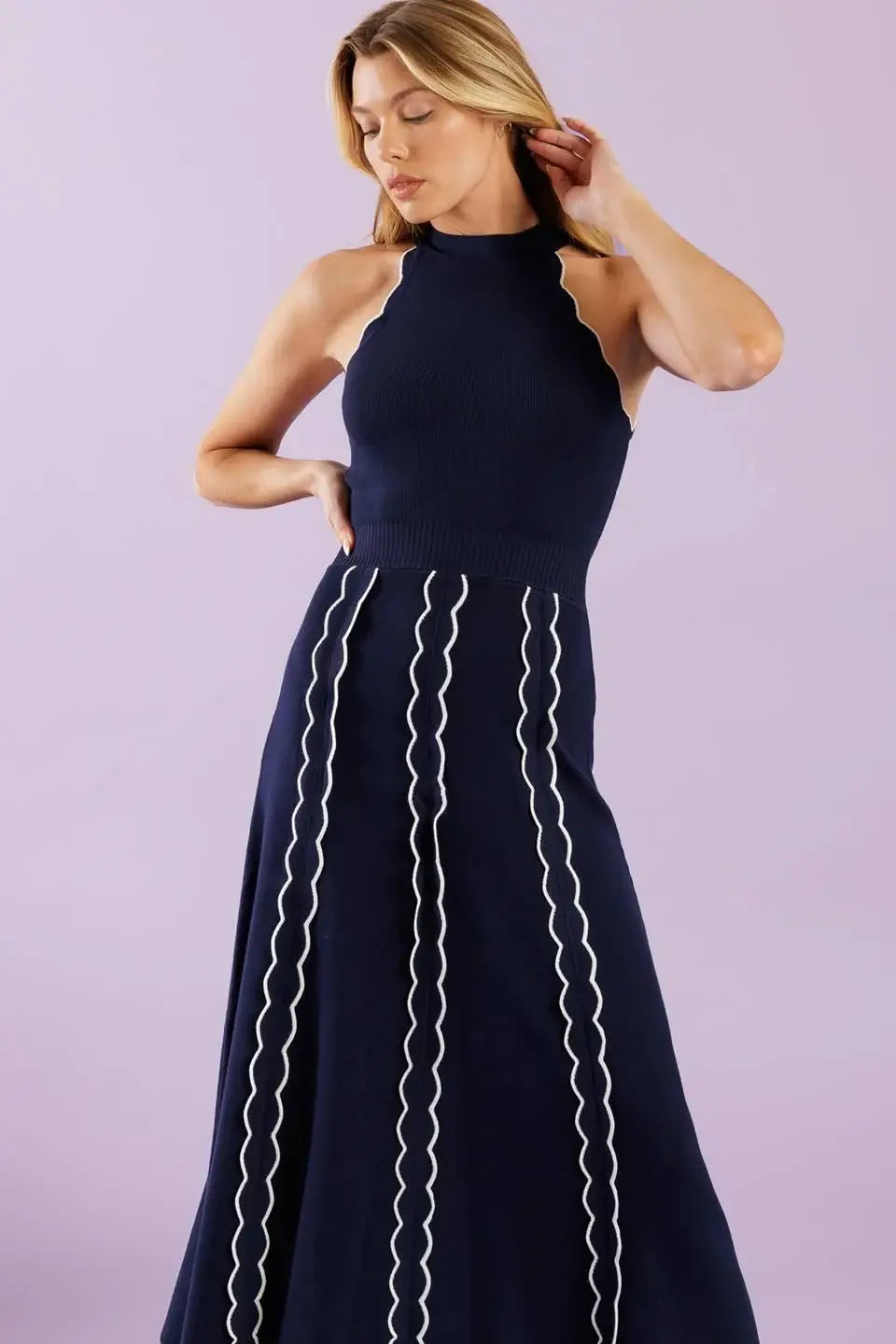 TIME FOR CHEER NAVY SWEATER MIDI DRESS - Flying Tomato - Flyclothing LLC