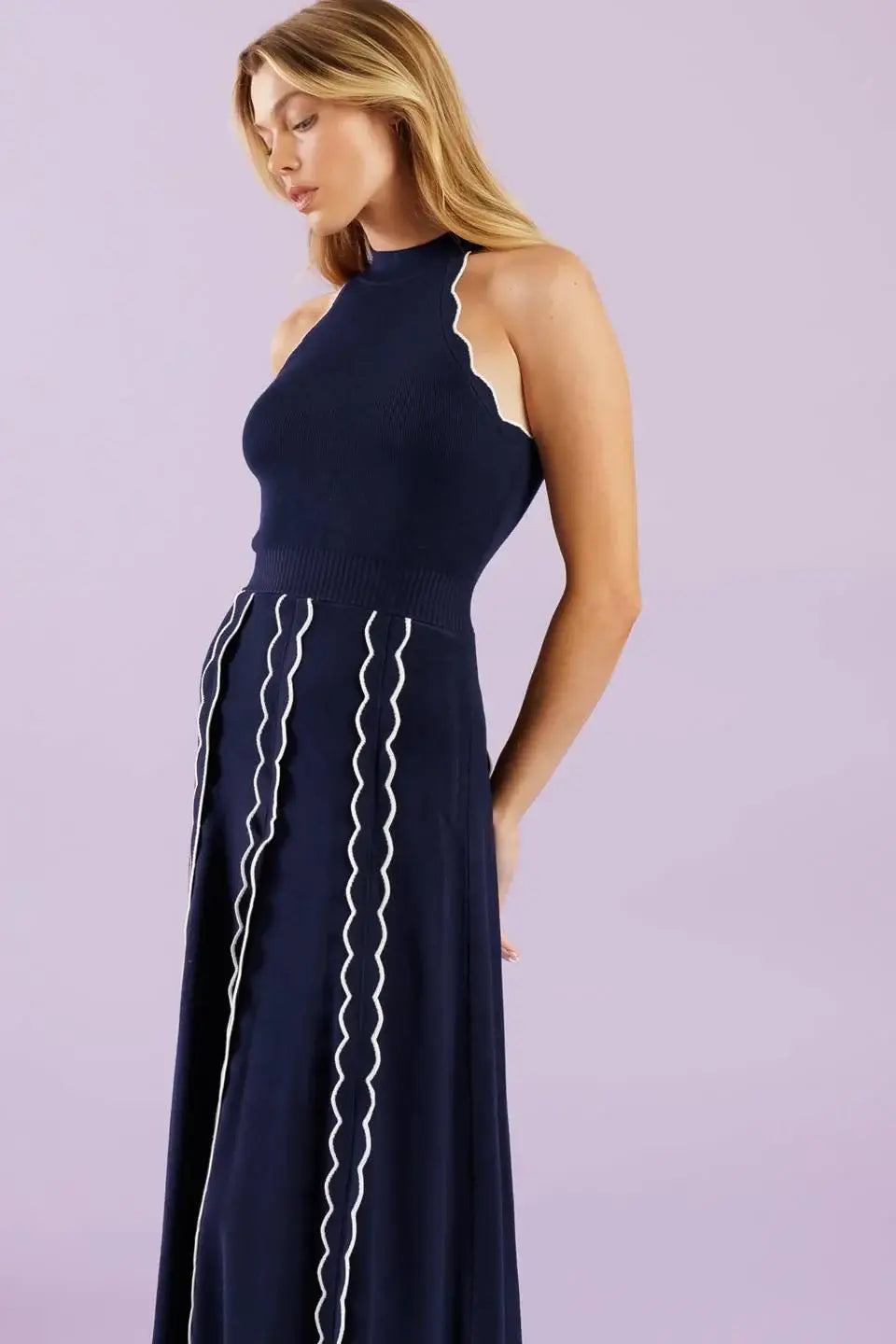 TIME FOR CHEER NAVY SWEATER MIDI DRESS - Flying Tomato - Flyclothing LLC
