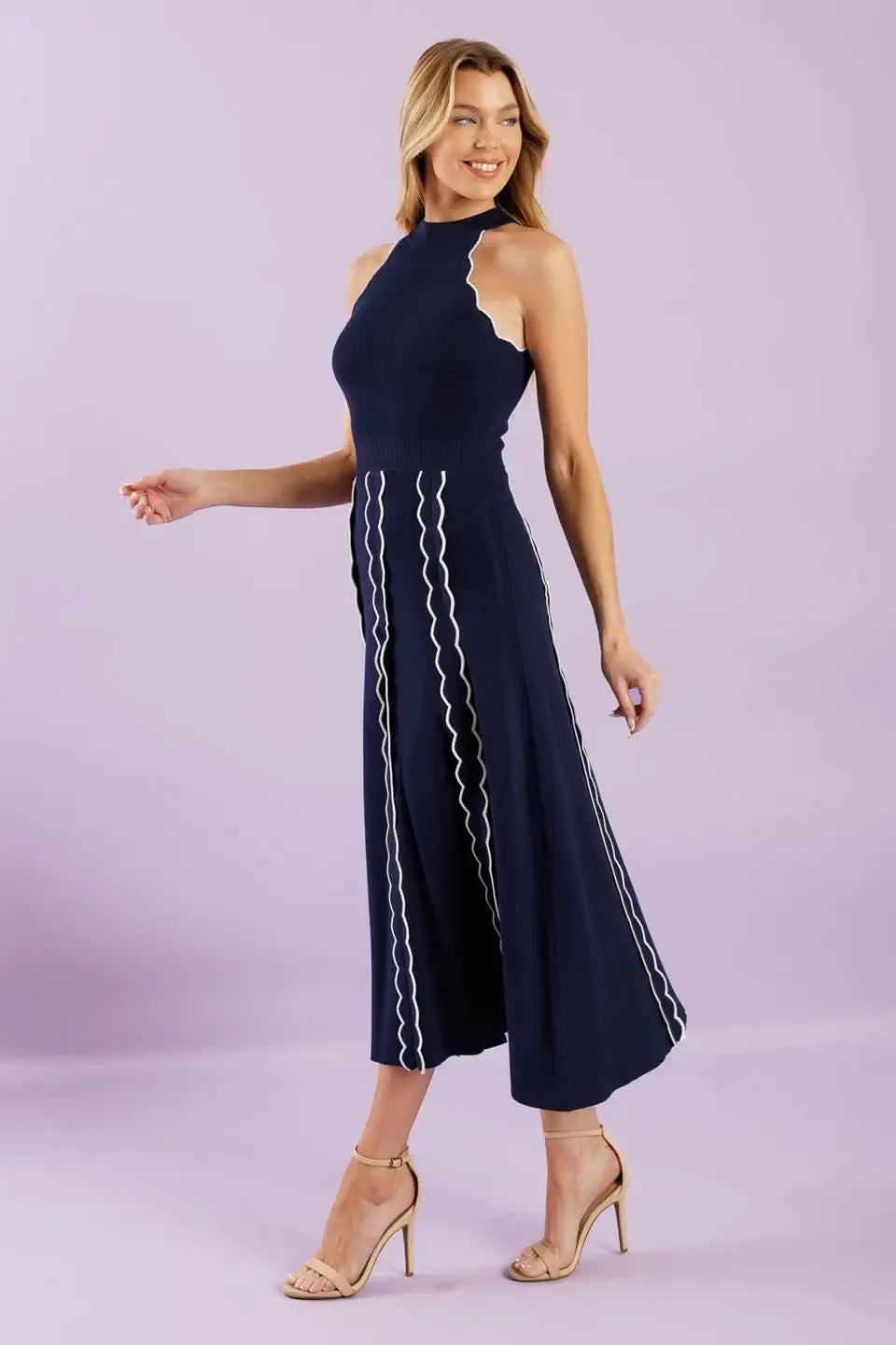 TIME FOR CHEER NAVY SWEATER MIDI DRESS - Flying Tomato - Flyclothing LLC