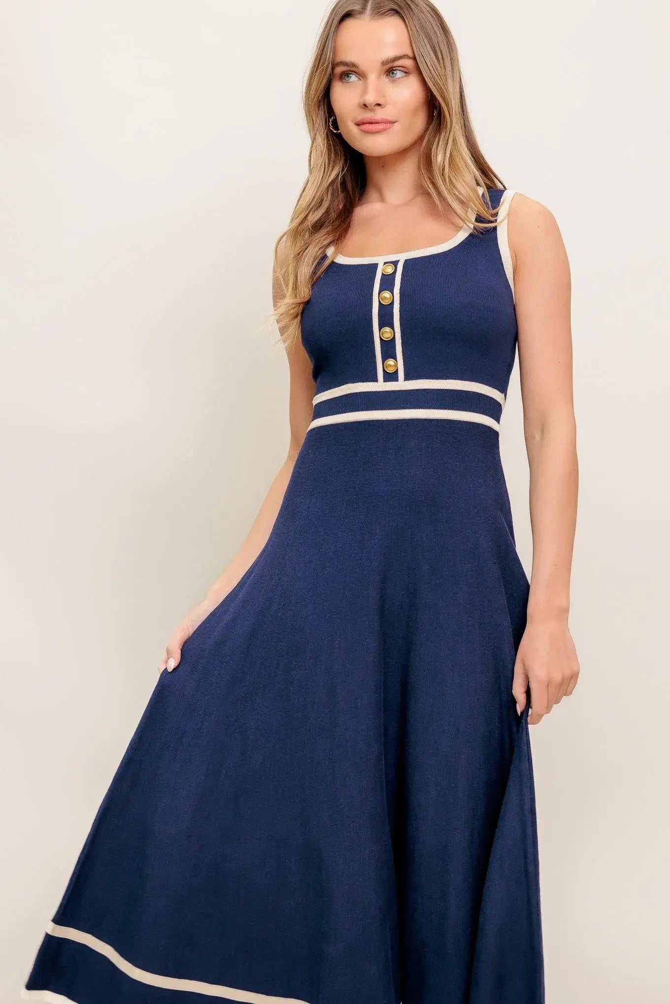 DREAMY DAISY KNIT MIDI DRESS - Flying Tomato - Flyclothing LLC