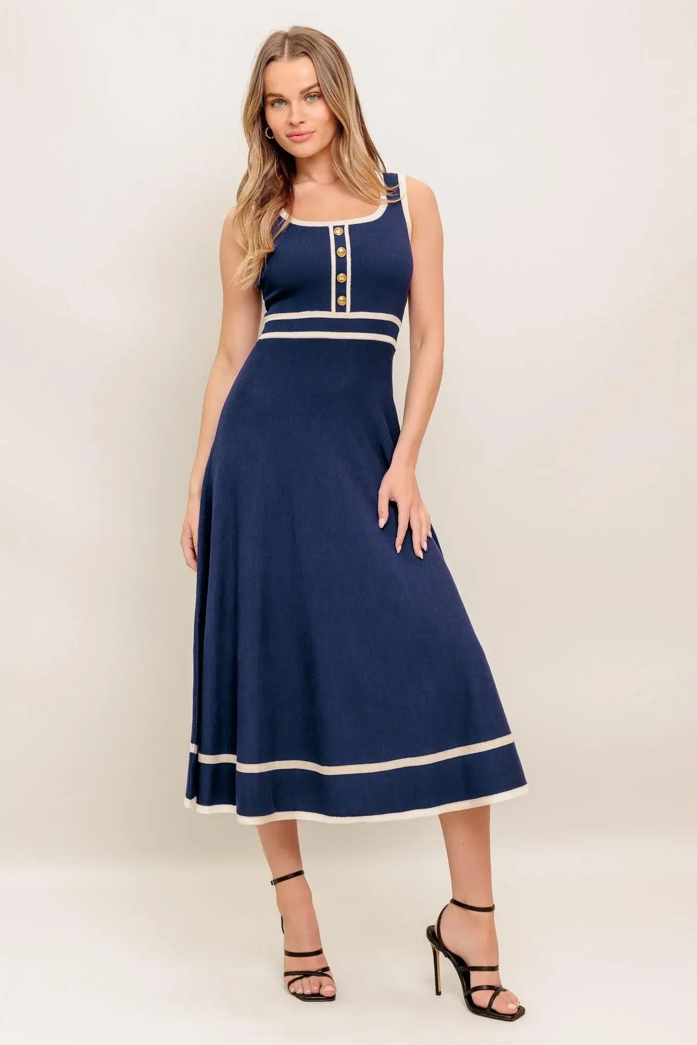 DREAMY DAISY KNIT MIDI DRESS - Flying Tomato - Flyclothing LLC
