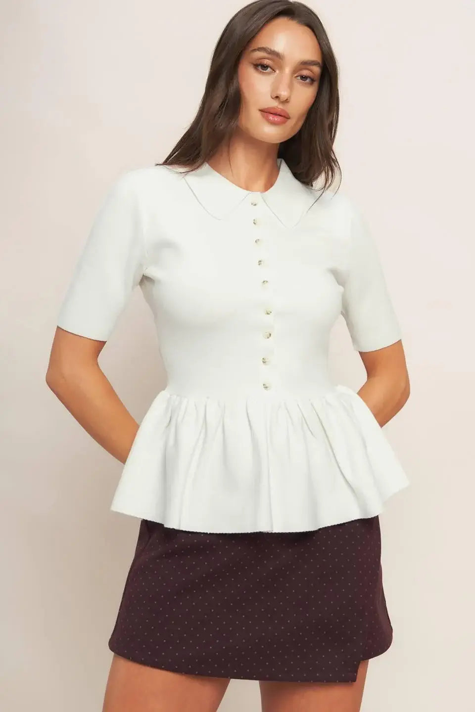 SWEET SERENADE CREAM WOVEN TOP - Flying Tomato - Flyclothing LLC