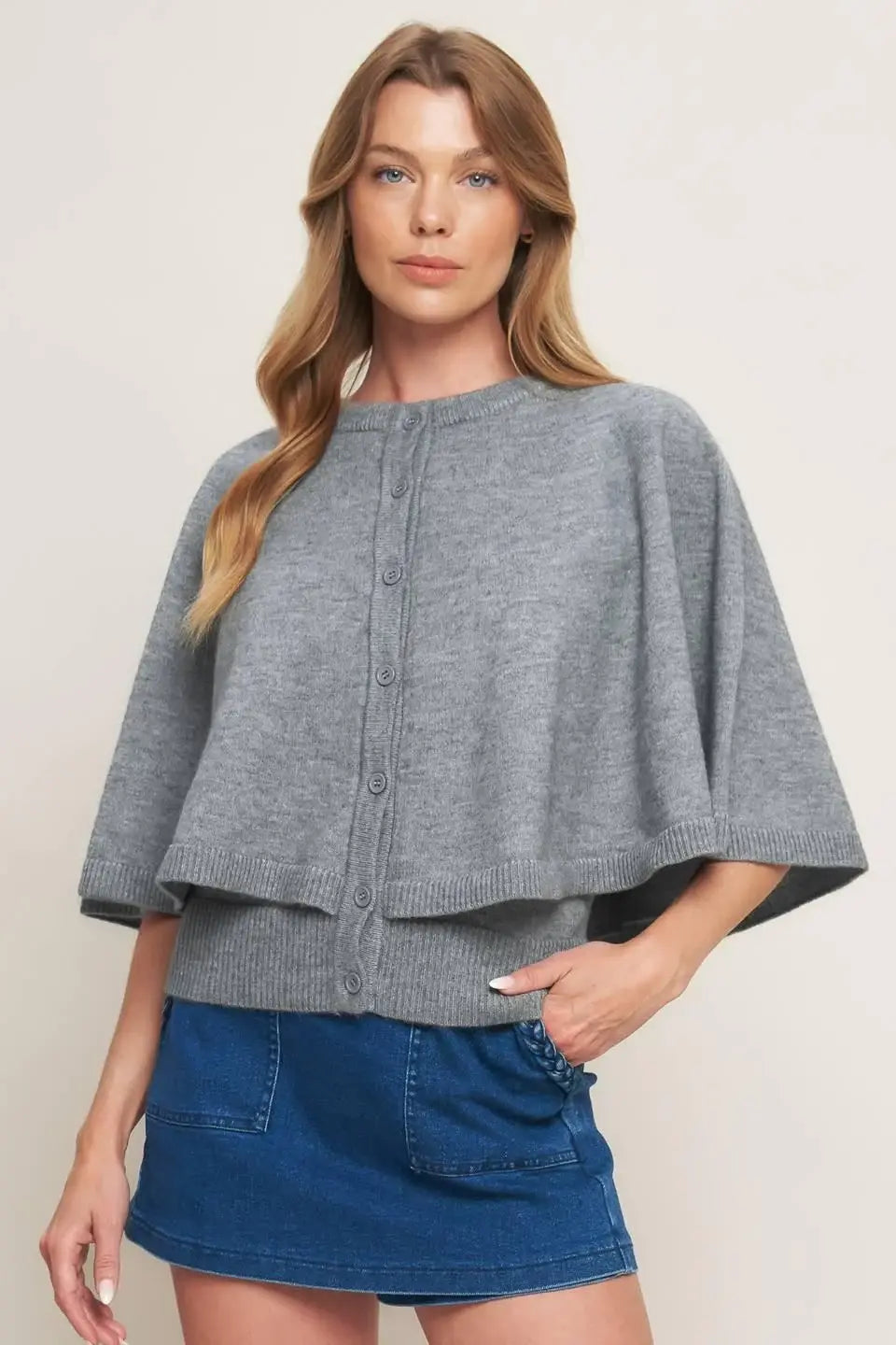 MISTY SHAWL CAPELET SWEATER - Flying Tomato - Flyclothing LLC