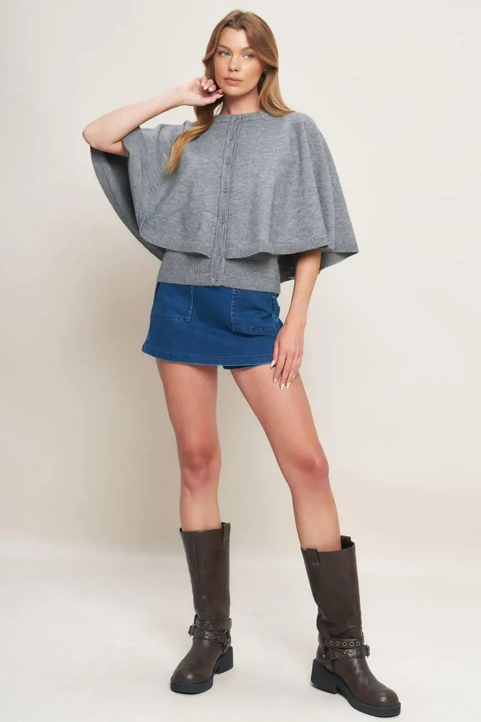 MISTY SHAWL CAPELET SWEATER - Flying Tomato - Flyclothing LLC