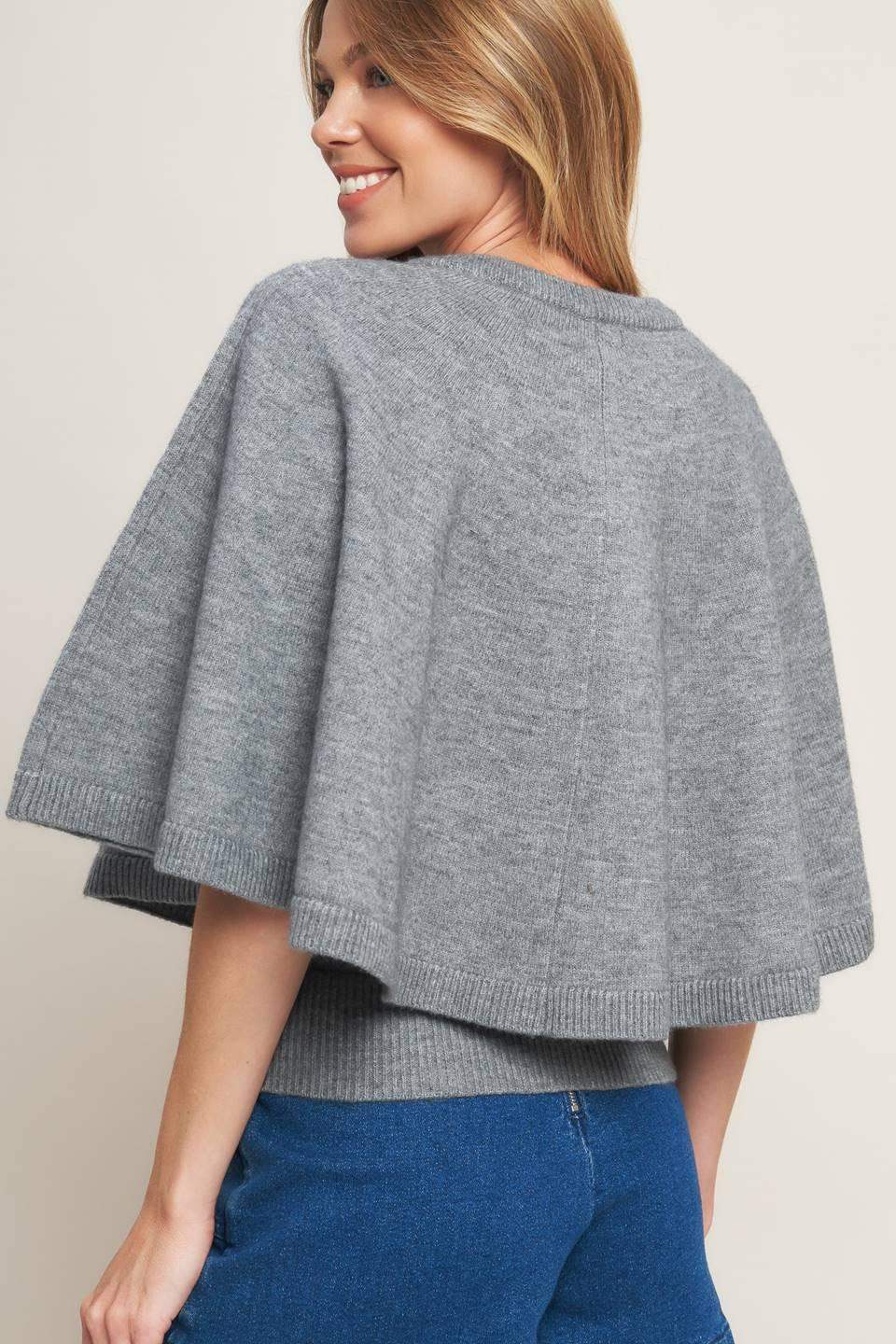 MISTY SHAWL CAPELET SWEATER - Flying Tomato - Flyclothing LLC