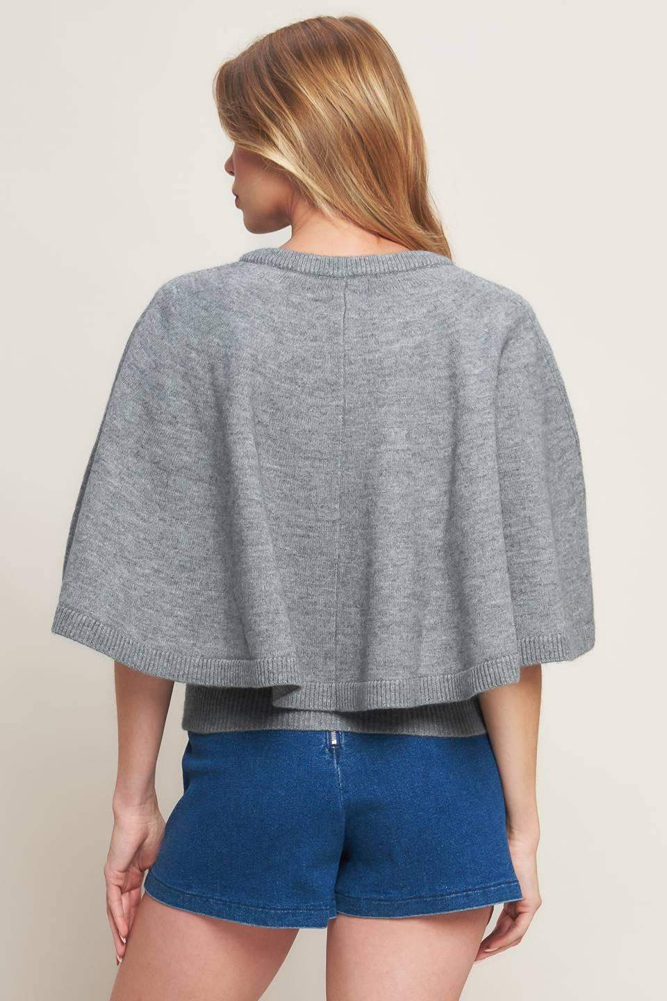 MISTY SHAWL CAPELET SWEATER - Flying Tomato - Flyclothing LLC