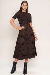 GOTHIC MUSE JACQUARD SWEATER MIDI DRESS - Flying Tomato - Flyclothing LLC