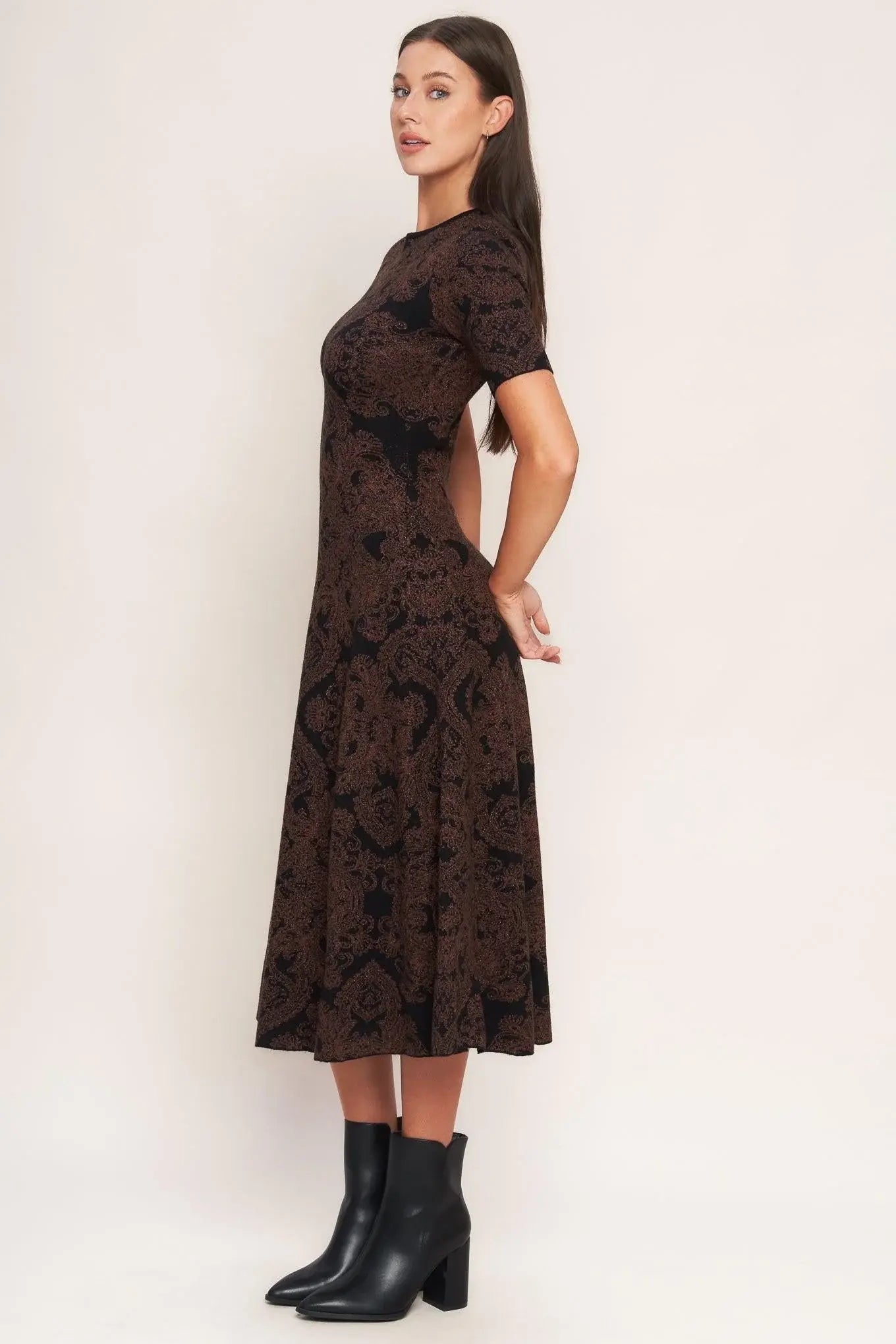GOTHIC MUSE JACQUARD SWEATER MIDI DRESS - Flying Tomato - Flyclothing LLC