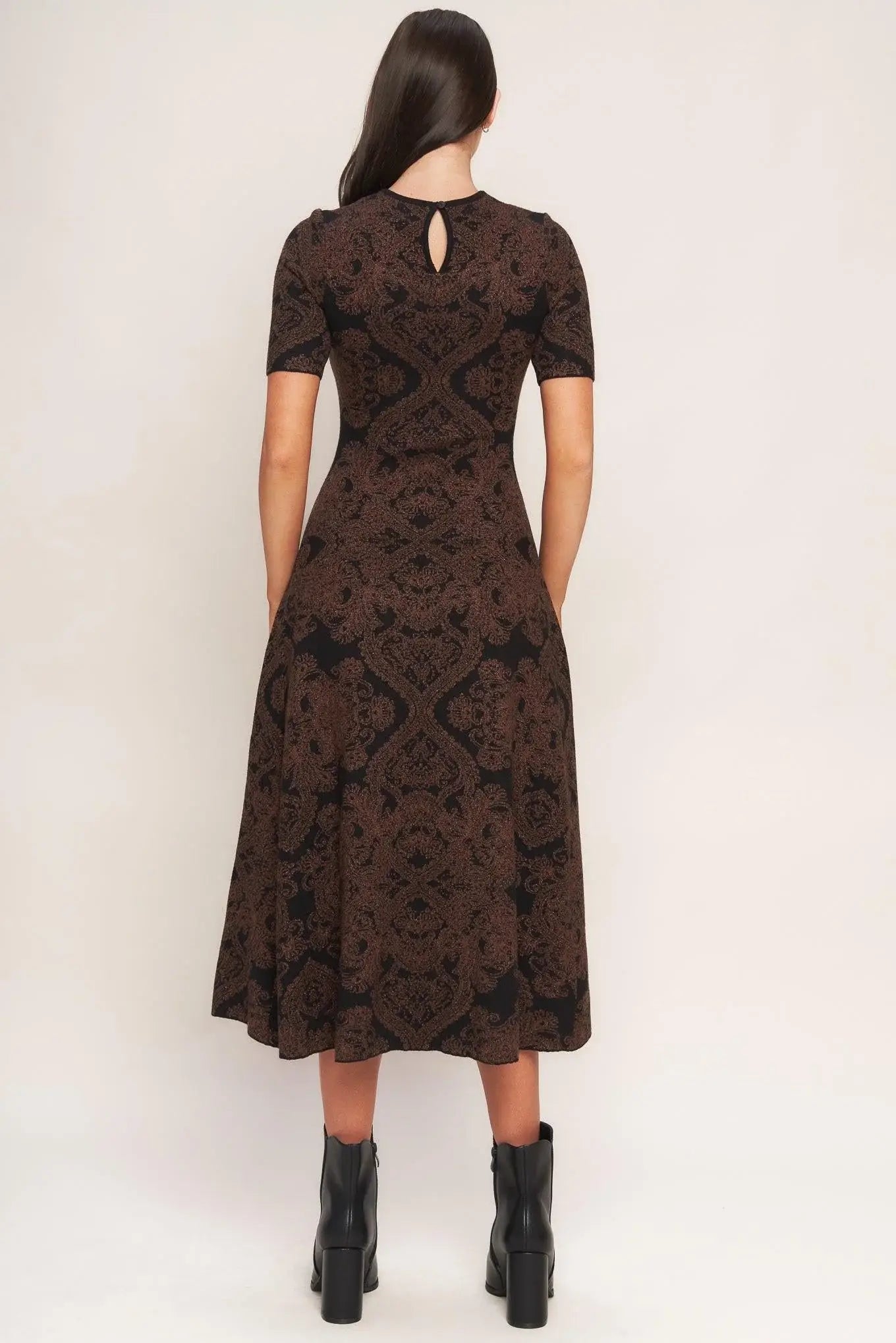 GOTHIC MUSE JACQUARD SWEATER MIDI DRESS - Flying Tomato - Flyclothing LLC
