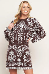 TERRA TAPESTRY SWEATER KNIT MINI DRESS - Flying Tomato - Flyclothing LLC
