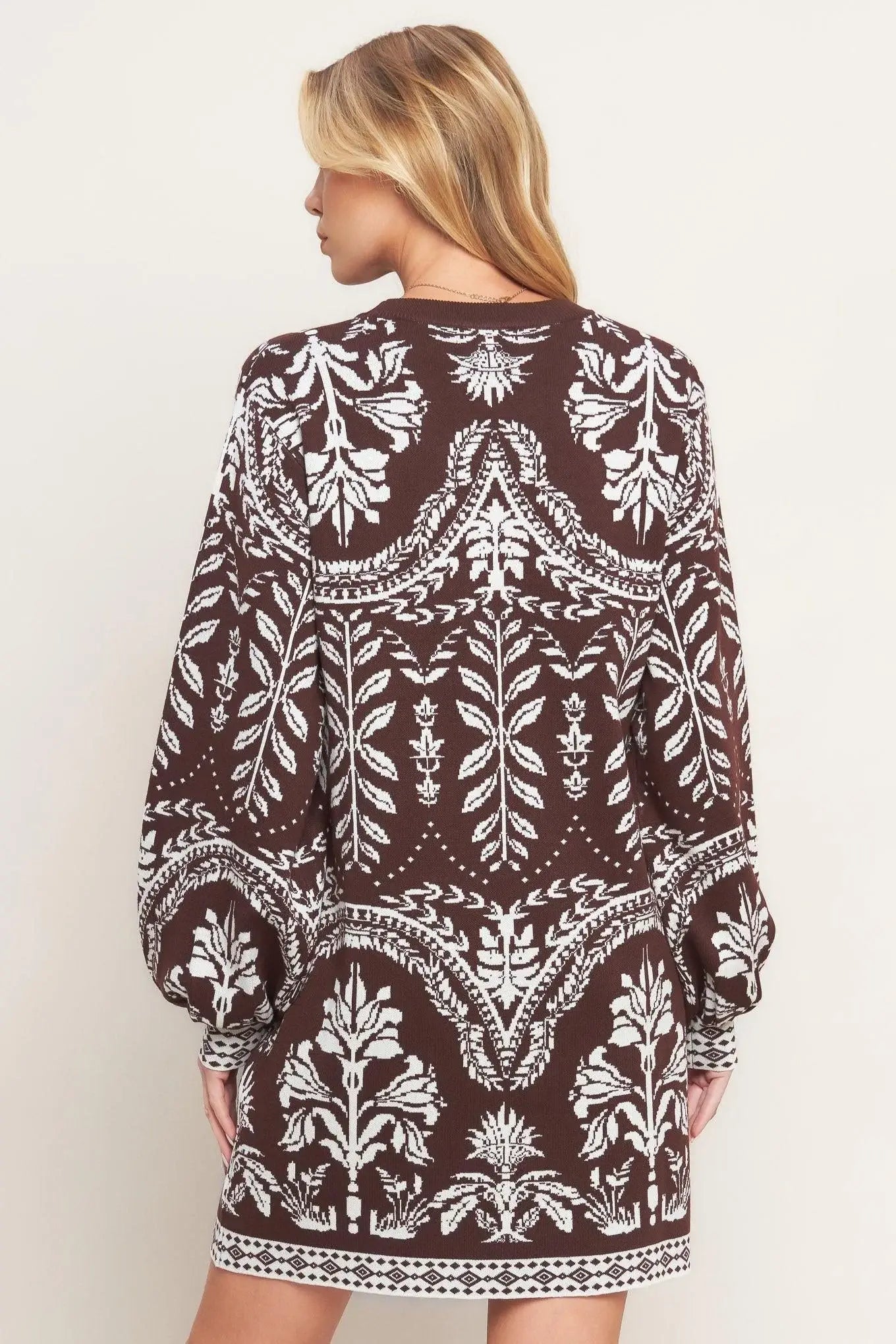 TERRA TAPESTRY SWEATER KNIT MINI DRESS - Flying Tomato - Flyclothing LLC