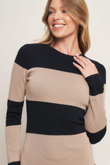 MODERN ATTITUDE STRIIP SWEATER MIDI DRESS - Flying Tomato - Flyclothing LLC