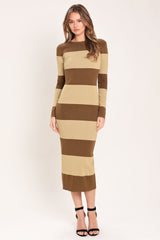 ESPRESSO & CREAM SWEATER KNIT MIDI DRESS